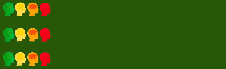 banner with head autumn leaf brain, change from summer to autumn, creative art design