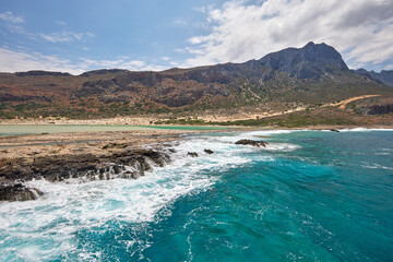 Amazing scenery of Greek islands - Balos bay with finest beaches and turquoise sea