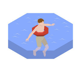 Isometric Swimming Illustration