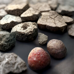 different stones on the beach 