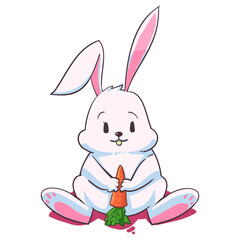 vector graphic illustration of a rabbit holding a carrot, this design is great for shirt design, wallpaper and other purposes.