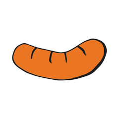 Oktoberfest 2022 - Beer Festival. Hand-drawn Doodle bavarian sausage on a white background. German Traditional holiday.