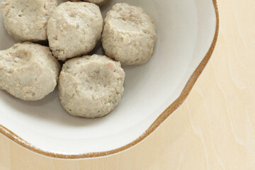 Japanese fish ball in bowl for winter hot pot cooking ingredient