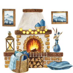 Watercolor illustration of cozy home