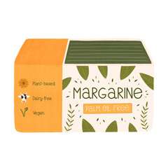 Margarine illustration on transparent background. Design for recipes, menus, food shop and more.	