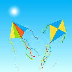 Fly Kite on the blue sky.