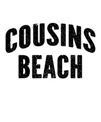 Cousins Beach is a vector design for printing on various surfaces like t shirt, mug etc.