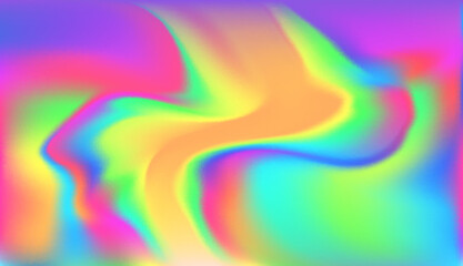 Holographic abstract background cover design template. Color foil wave vector illustration. Irrisdescent gradient mesh poster. Vector illustration.