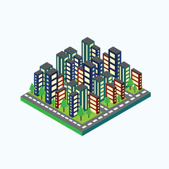2D models of buildings. Stylish isometric houses and neighborhoods. Buildings for business. Layout of a neighborhood. 2D model of a residential complex. Beautiful stylish houses