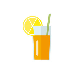 Fruit juice icon, drink glass and fruit illustration.