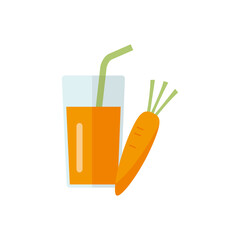Carrot juice icon, drink glass and vegetable illustration.