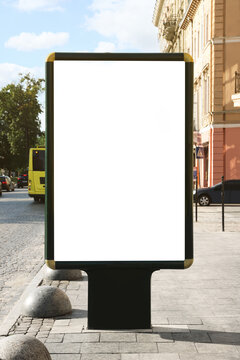 Blank Citylight Poster On Street In City. Space For Design