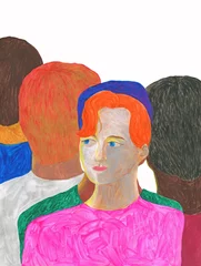 Fotobehang colorful people. watercolor illustration on paper © Anna Ismagilova