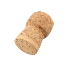 One sparkling wine cork isolated on white