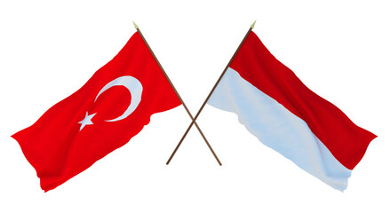 Background for designers, illustrators. National Independence Day. Flags Turkey and Monako