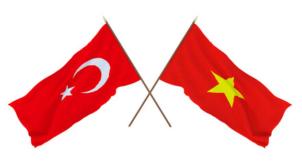Background for designers, illustrators. National Independence Day. Flags Turkey and Vietnam