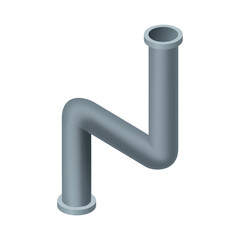 Isometric pipe. Water tube or pipeline for oil or gas industry tube construction. Plastic plumbing system in 3d. Piece of pipe