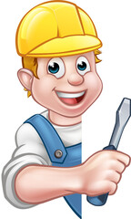 Cartoon Builder Electrician Character