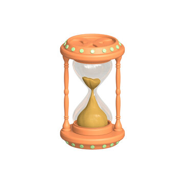 Hourglass sand clock isolated icon 3d render illustration