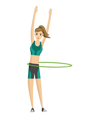 Fototapeta na wymiar Woman fitness. Icon of girl doing sport exercises. Active and healthy life concept. Female workout fitness, aerobic or exercises. Slim woman in costume doing fitness workout