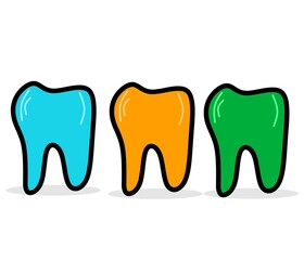 simple white teeth illustration with cute color variants suitable for your design assets or health and business visualization