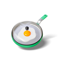 Frying pan icon isolated 3d Render Illustration