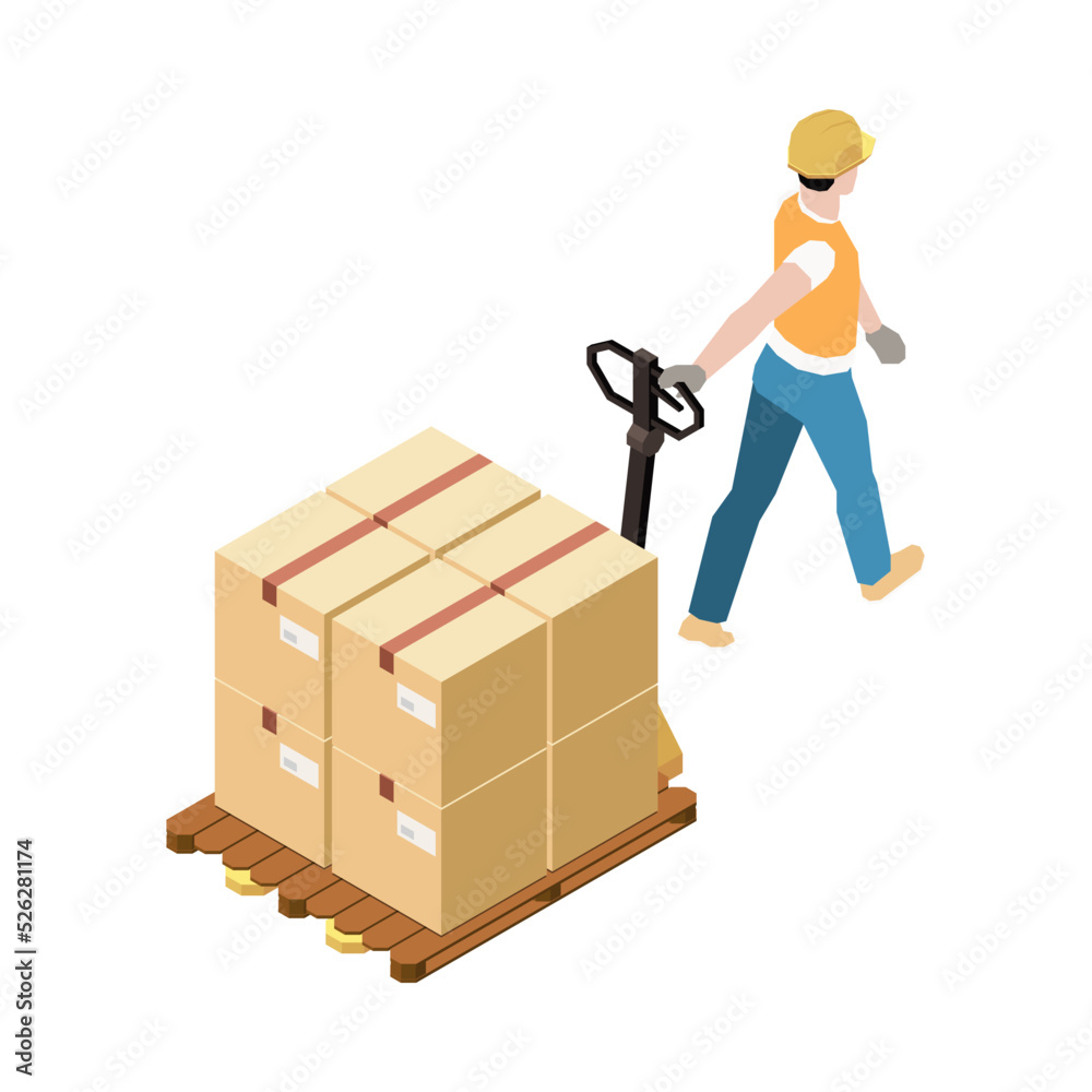 Sticker Isometric Warehouse Worker