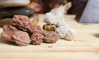 Desert Rose Rocks From Oklahoma on Meditation Table