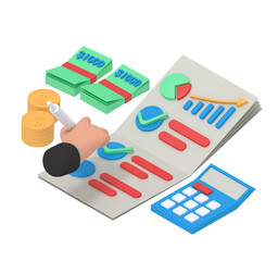 3d illustration of business growth checklist
