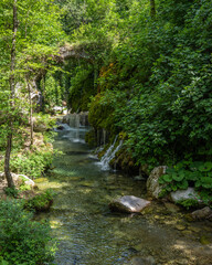 Beautiful natural paradise of  Cascate Capelli di Venere waterfalls at Cilento National Park, Campania, Italy