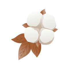 Cotton flower icon. Soft white plant for production of organic fabric. Cartoon eco friendly and organic symbol