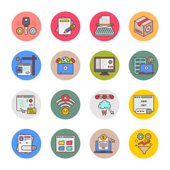 SEO, Development and Marketing Flat Round Icons - Vectors