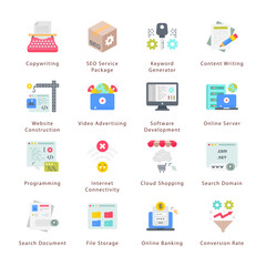SEO, Development and Marketing Flat Icons - Vectors
