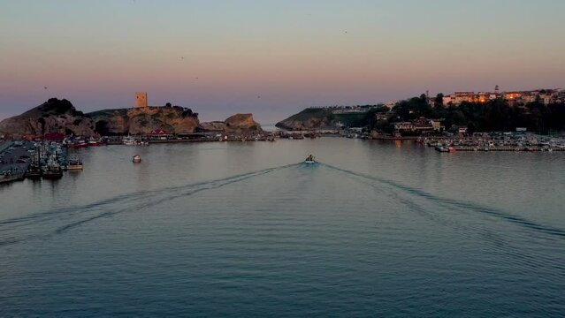 drone shooting sile castle and its surroundings, sile, istanbul, turkey