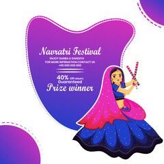 Navratri festival special celebration dandiya night minimalistic vector illustration.
