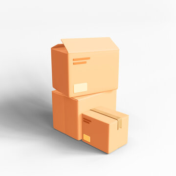 Cardboard box icon isolated 3d render illustration