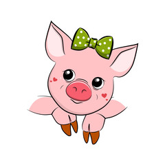 Cute funny pig face expressions. Vector illustration.