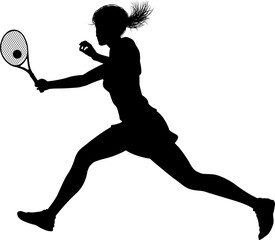 Tennis Player Woman Sports Person Silhouette