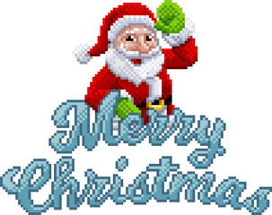 Marry Christmas Santa Claus 8 Bit Game Pixel Art