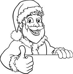 Young Santa Sign Thumbs Up Christmas Cartoon