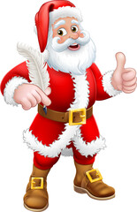 Santa Claus Quill Pen Thumbs Up Cartoon