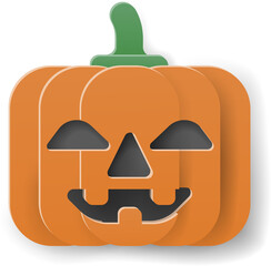 Halloween Cute Pumpkin Cartoon in Papercraft Style