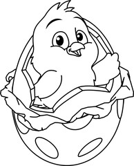 Easter Chick Egg Coloring Book Page Cartoon