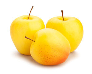 yellow apple path isolated on white