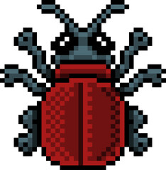 Obraz premium Bug Beetle Insect Pixel Art Video Game 8 Bit Icon