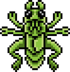 Grasshopper Bug Insect Pixel Art Game Cartoon Icon