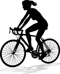 Obraz premium Woman Bike Cyclist Riding Bicycle Silhouette
