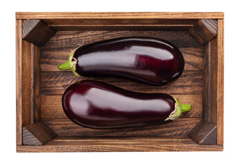eggplant in a box path isolated on white