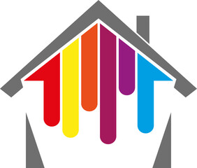 Haus Farbig, Maler, Handwerker, Logo	
