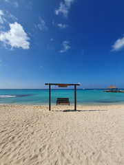 wooden swing on the beach